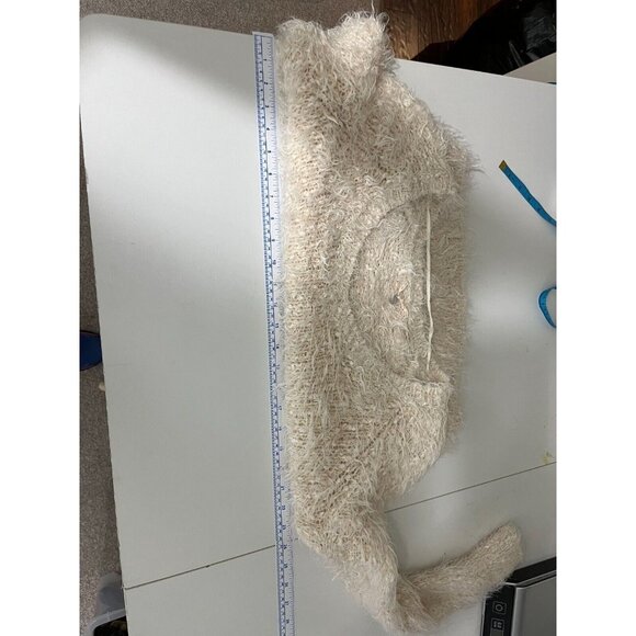 Anthropologie Knitted & Knotted Fuzzy Faux Fur V-Neck Women's Sweater - Picture 12 of 14